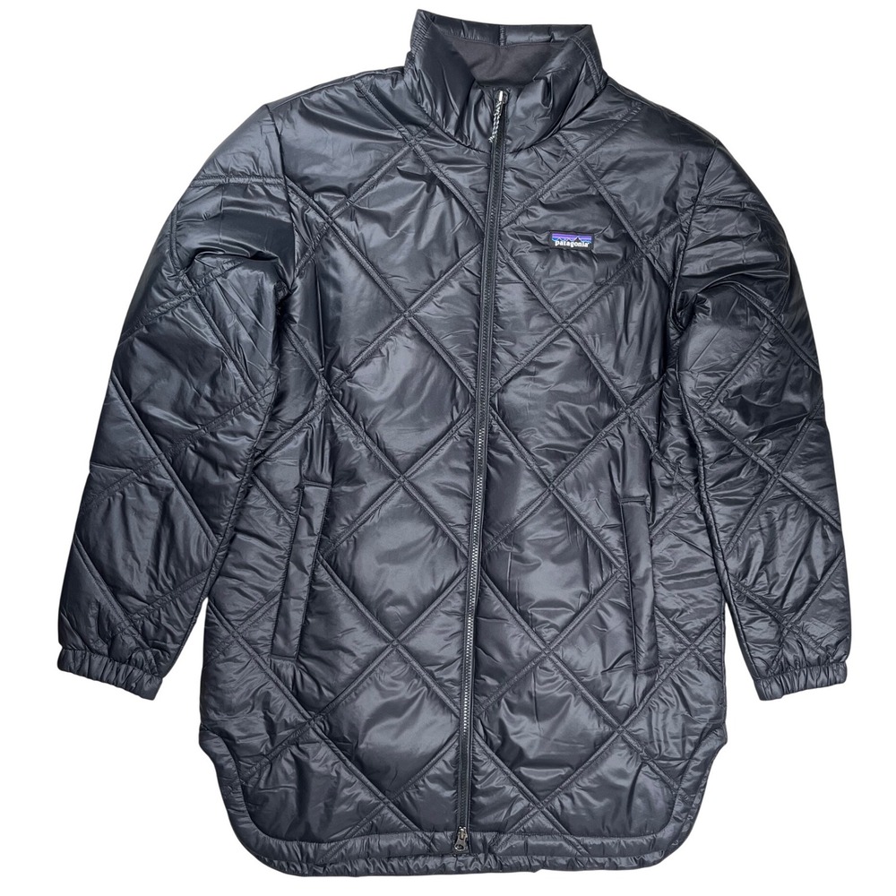 New Patagonia Pine Bank Insulated Parka Women L Ink Black Quilted Full Zip NWT